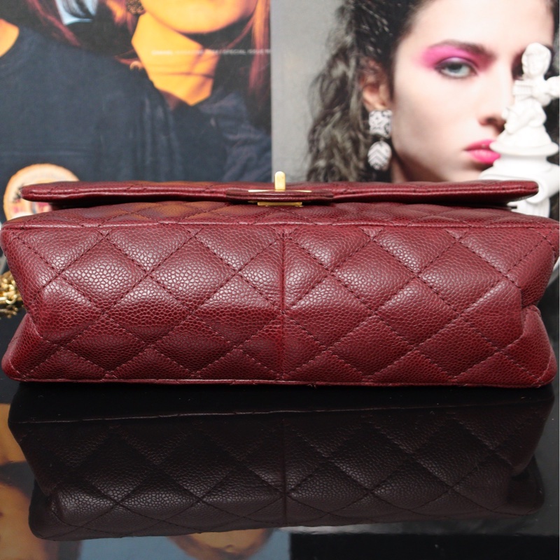 Chanel 香奈兒2.55鏈條包 中號 紅金 荔枝牛皮 28*18*7-4