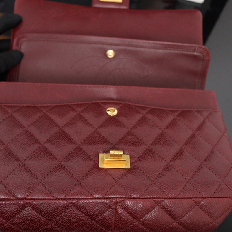 Chanel 香奈兒2.55鏈條包 中號 紅金 荔枝牛皮 28*18*7-6