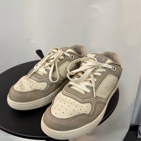 98新 DIOR迪奧 B27 Uptown 牛皮革棉 圓頭系帶 低幫 板鞋 男女同款 米色 40.5碼