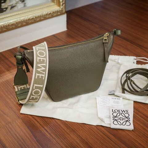 【自用自賣】 LOEWE / Hammock hobo / 肩背斜背 / 附寬背帶 / 墨綠色 / 98成新