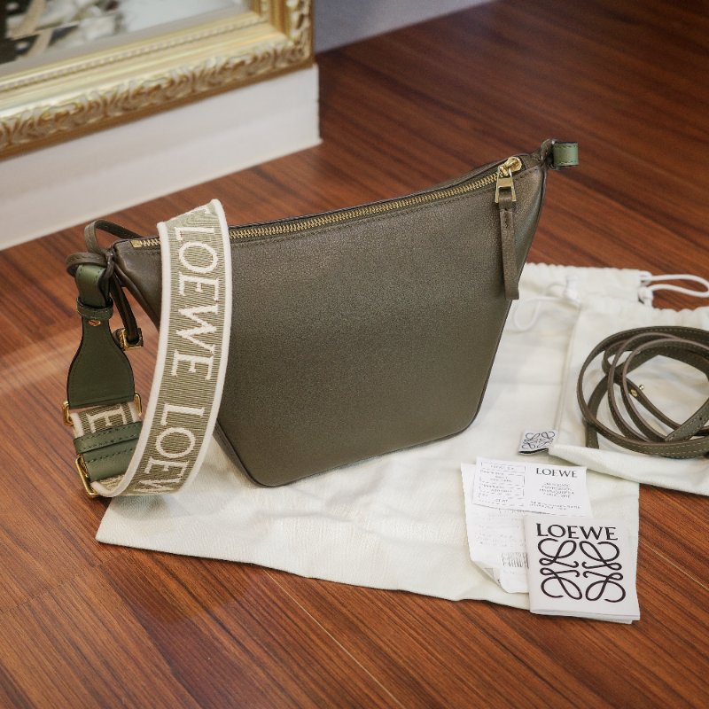 【自用自賣】 LOEWE / Hammock hobo / 肩背斜背 / 附寬背帶 / 墨綠色 / 98成新-6