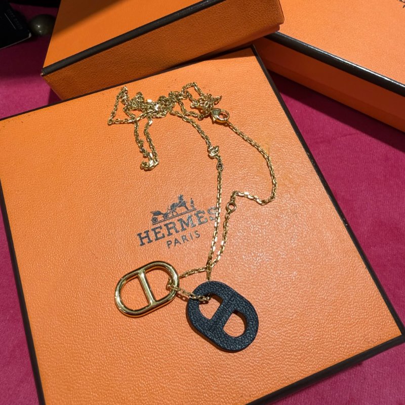 HERMES 雙豬鼻項鍊-2