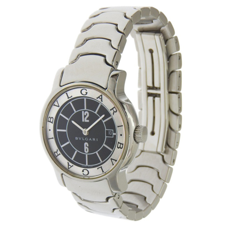 寶格麗 (Bulgari) Solo Tempo ST29S 女士腕錶，精鋼銀色石英模擬機芯，黑色錶盤-1