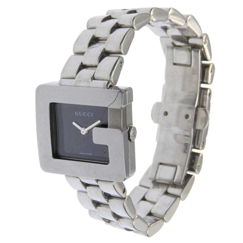 Gucci 3600L 不鏽鋼石英模擬腕錶，黑色錶盤，女款-1