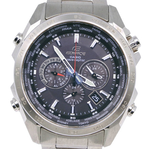 卡西歐 Edifice EQW-M600 不鏽鋼腕錶，灰色，太陽能動力，電波校時，計時碼錶，灰色錶盤，男錶