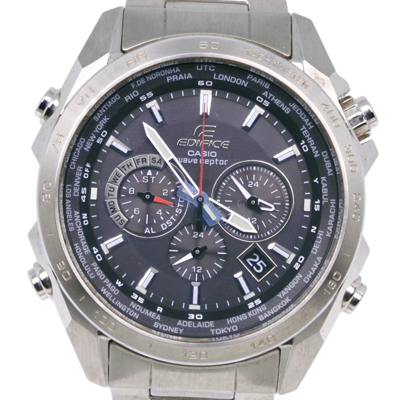 卡西歐 Edifice EQW-M600 不鏽鋼腕錶，灰色，太陽能動力，電波校時，計時碼錶，灰色錶盤，男錶-0