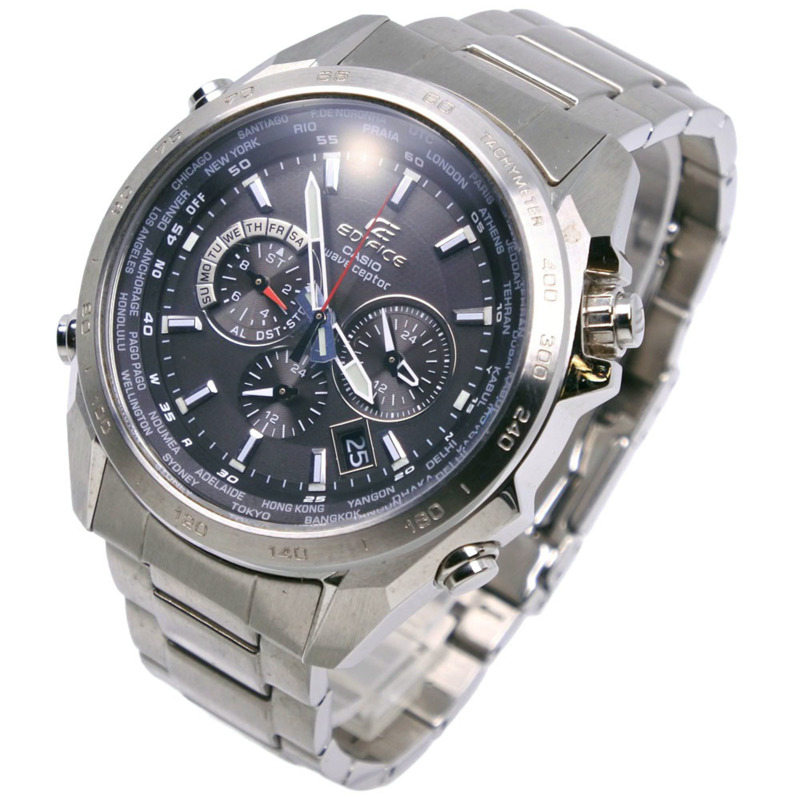 卡西歐 Edifice EQW-M600 不鏽鋼腕錶，灰色，太陽能動力，電波校時，計時碼錶，灰色錶盤，男錶-1