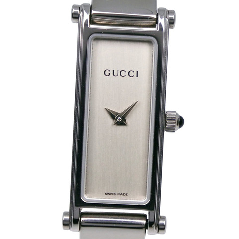 Gucci 1500L 不鏽鋼石英模擬腕錶，銀色錶盤，女款