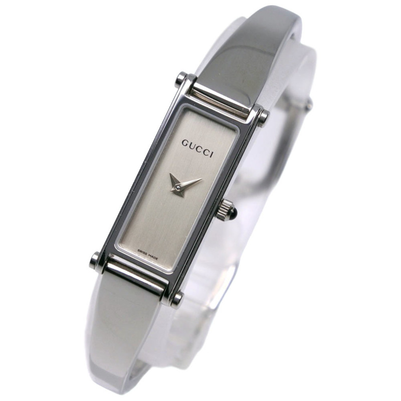 Gucci 1500L 不鏽鋼石英模擬腕錶，銀色錶盤，女款-1