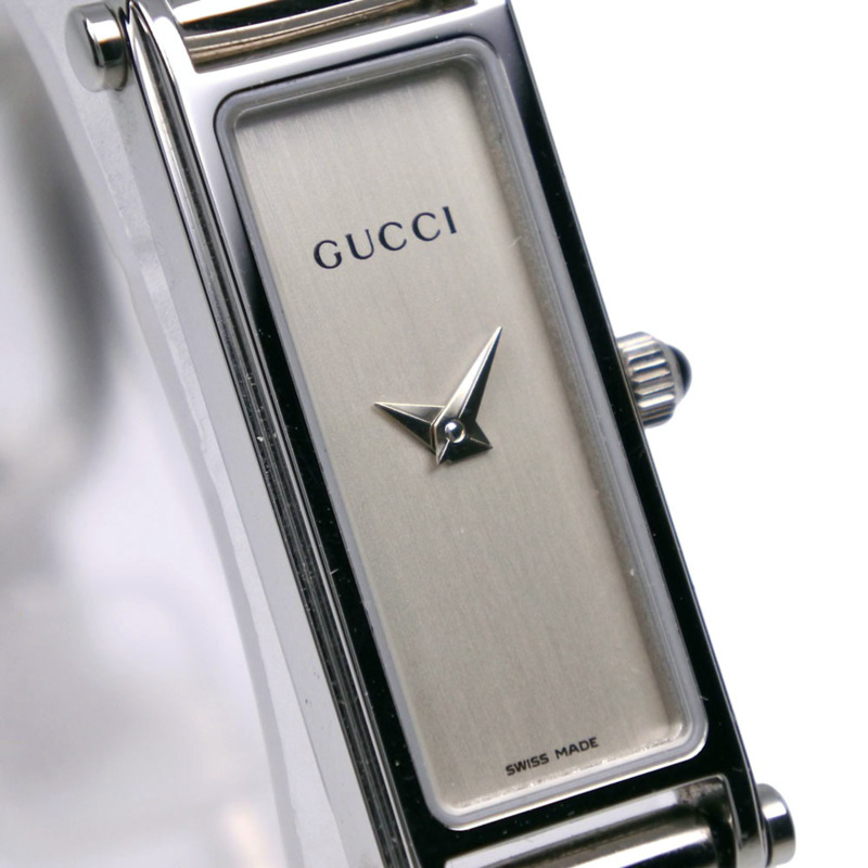 Gucci 1500L 不鏽鋼石英模擬腕錶，銀色錶盤，女款-2