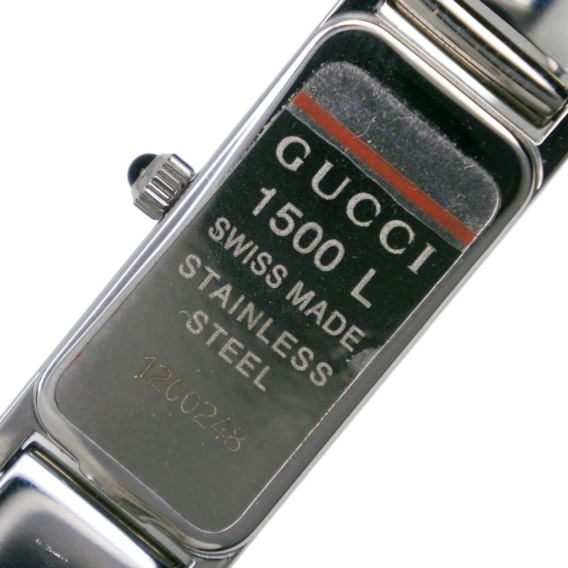 Gucci 1500L 不鏽鋼石英模擬腕錶，銀色錶盤，女款-7