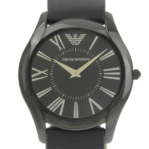 Emporio Armani AR-2059 男士腕錶，不鏽鋼 x 橡膠錶帶，石英機芯，指針式，黑色錶盤