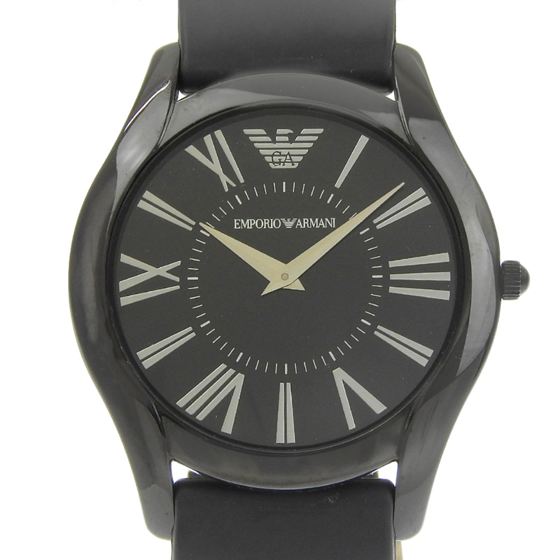 Emporio Armani AR-2059 男士腕錶，不鏽鋼 x 橡膠錶帶，石英機芯，指針式，黑色錶盤-0