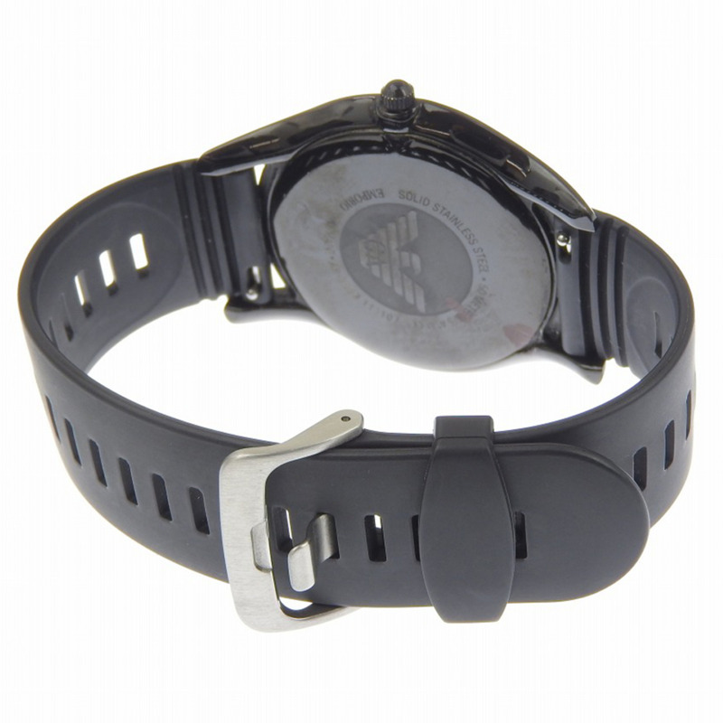 Emporio Armani AR-2059 男士腕錶，不鏽鋼 x 橡膠錶帶，石英機芯，指針式，黑色錶盤-4