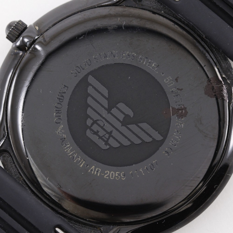 Emporio Armani AR-2059 男士腕錶，不鏽鋼 x 橡膠錶帶，石英機芯，指針式，黑色錶盤-5