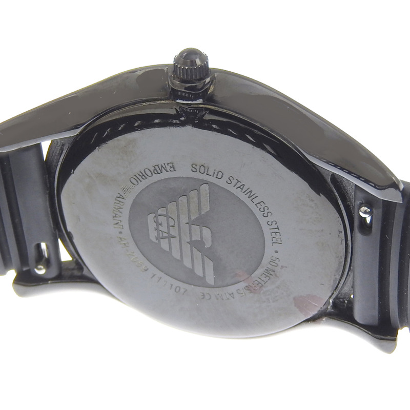 Emporio Armani AR-2059 男士腕錶，不鏽鋼 x 橡膠錶帶，石英機芯，指針式，黑色錶盤-6