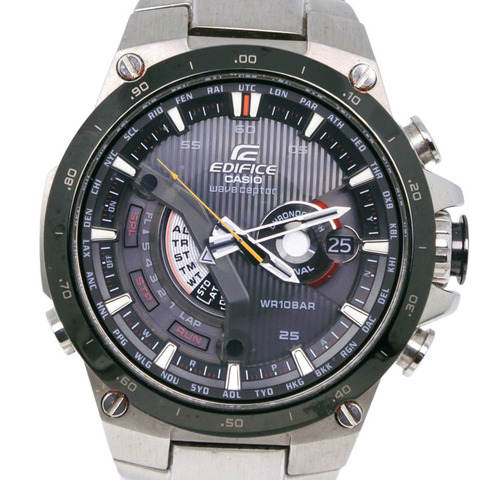 卡西歐 Edifice EQW-A1000DB-1AJF 不鏽鋼黑色太陽能電波表，多指針模擬錶盤，男錶