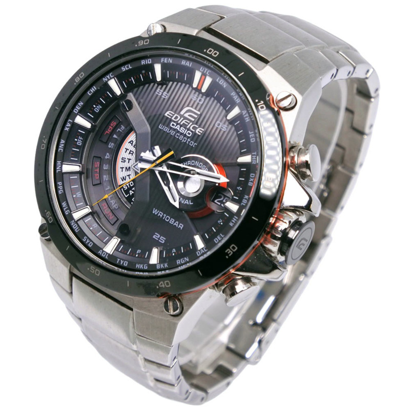 卡西歐 Edifice EQW-A1000DB-1AJF 不鏽鋼黑色太陽能電波表，多指針模擬錶盤，男錶-1