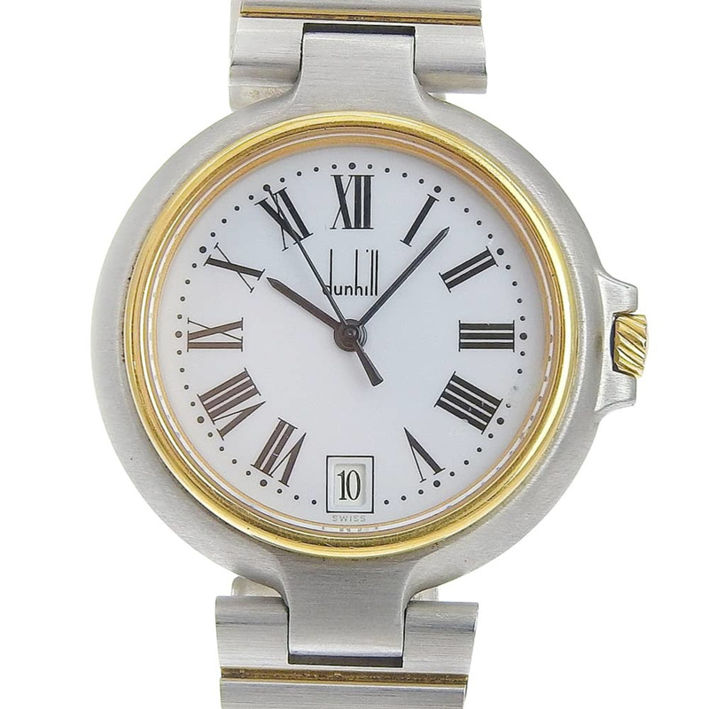 登喜路女士手錶，不銹鋼，石英，模擬，白色錶盤。-0