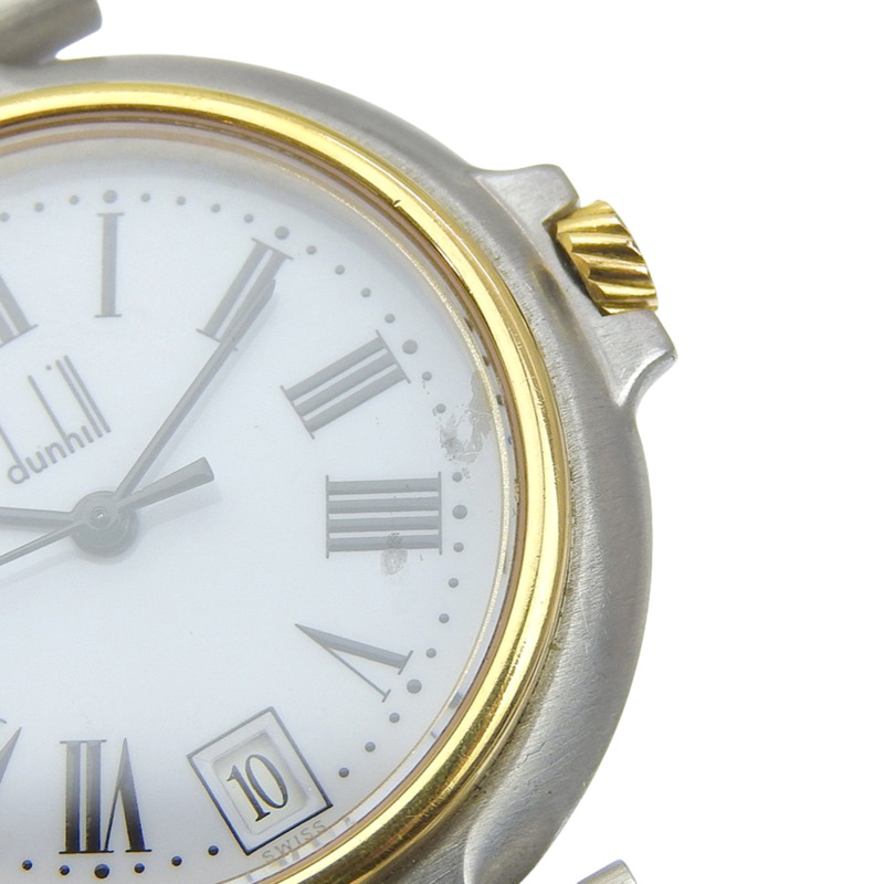 登喜路女士手錶，不銹鋼，石英，模擬，白色錶盤。-6