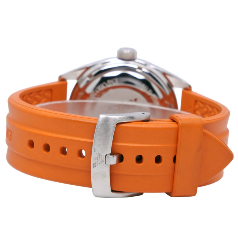 Emporio Armani AR-0526 男士腕錶，不鏽鋼 x 橡膠錶帶，橘色錶帶，石英機芯，指針式，黑色錶盤-4