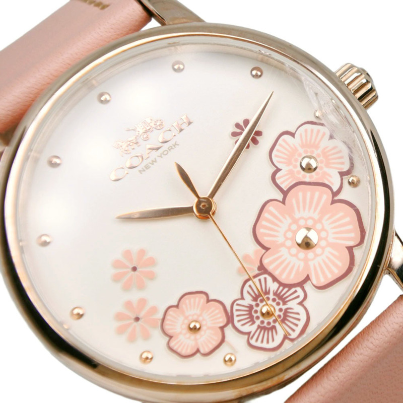 Coach 手錶 CA.113.7.34.1539，不鏽鋼和皮革錶帶，石英，模擬，白色錶盤，女士。-8