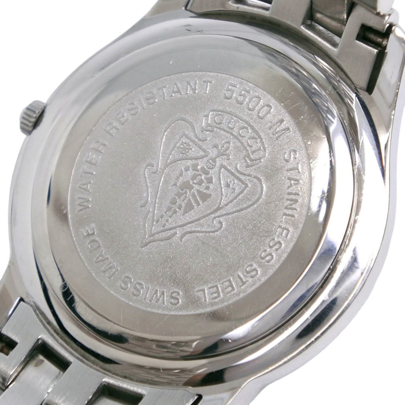 Gucci 5500M 女士不鏽鋼石英模擬腕錶，銀色錶盤-7