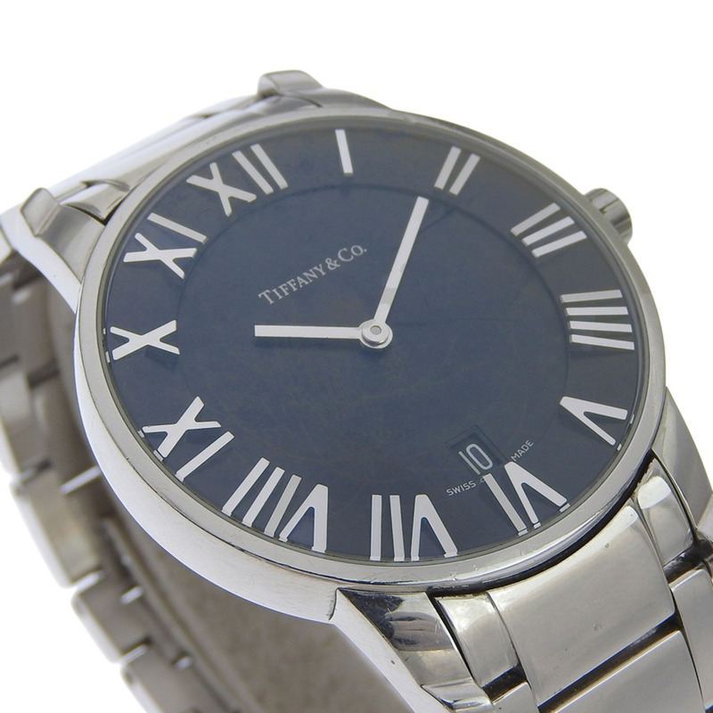 Tiffany & Co.) Atlas Dome腕錶 Z1800.11.10A00A 不鏽鋼石英模擬黑色錶盤 男士腕錶-2