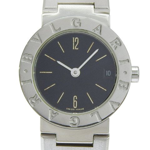 寶格麗 (Bvlgari) BVLGARI BB23SS 女士腕錶，不鏽鋼石英錶殼，黑色錶盤