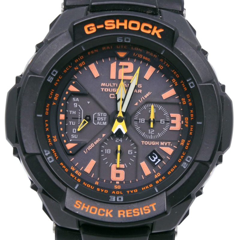 卡西歐 G-SHOCK 天空駕駛艙 GW-3000B-1AJF 樹脂手錶，黑色，太陽能動力，電波校時，計時碼錶，黑色錶盤，男士款-0