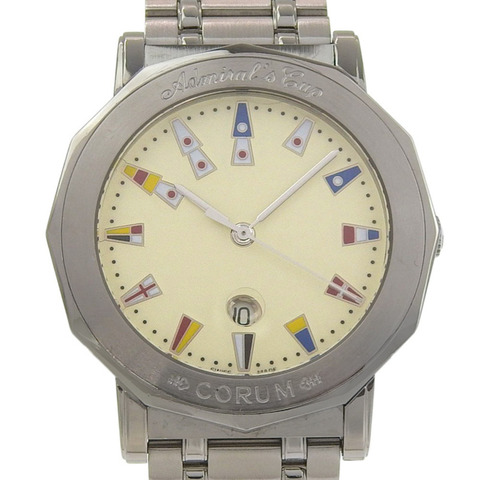 崑崙海軍上將杯腕錶 99.430.20 V585 不鏽鋼石英模擬錶盤象牙色錶盤男士腕錶