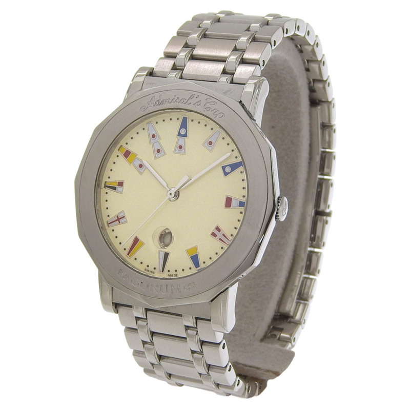 崑崙海軍上將杯腕錶 99.430.20 V585 不鏽鋼石英模擬錶盤象牙色錶盤男士腕錶-1