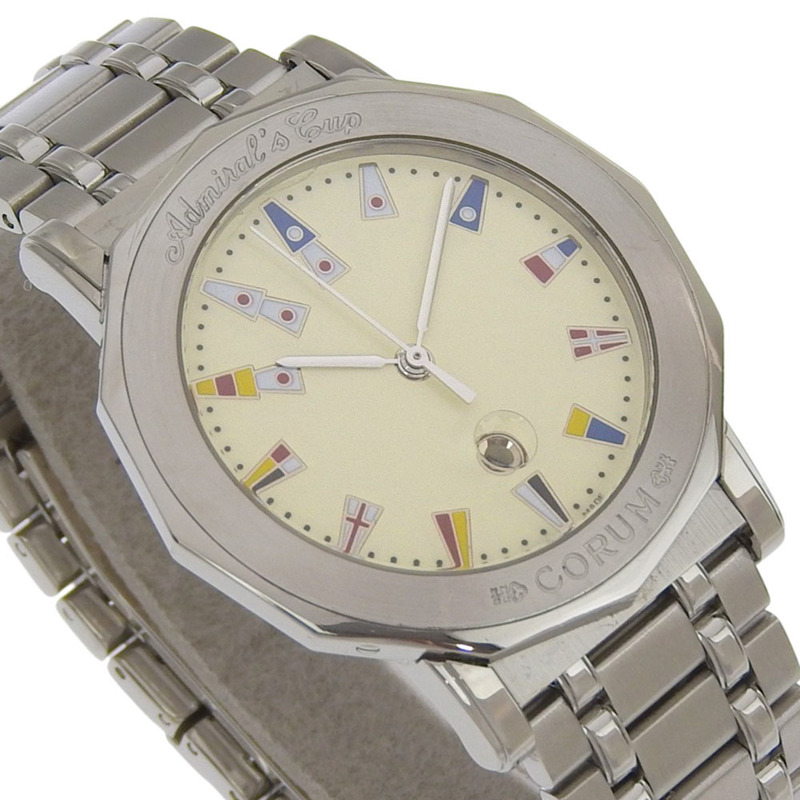 崑崙海軍上將杯腕錶 99.430.20 V585 不鏽鋼石英模擬錶盤象牙色錶盤男士腕錶-2