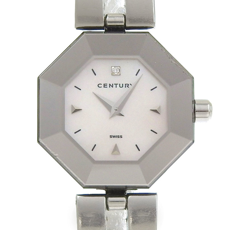 世紀時光寶石女士腕錶，1顆鑽石，不鏽鋼錶殼，石英機芯，指針式，白色珍珠貝母錶盤-0