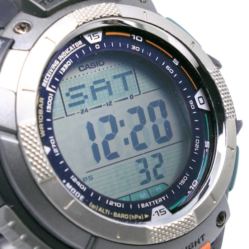 卡西歐 PRO TREK PRW-1000J 男士手錶，樹脂錶框，黑色，太陽能動力，電波校時，模擬指針，黑色錶盤。-2