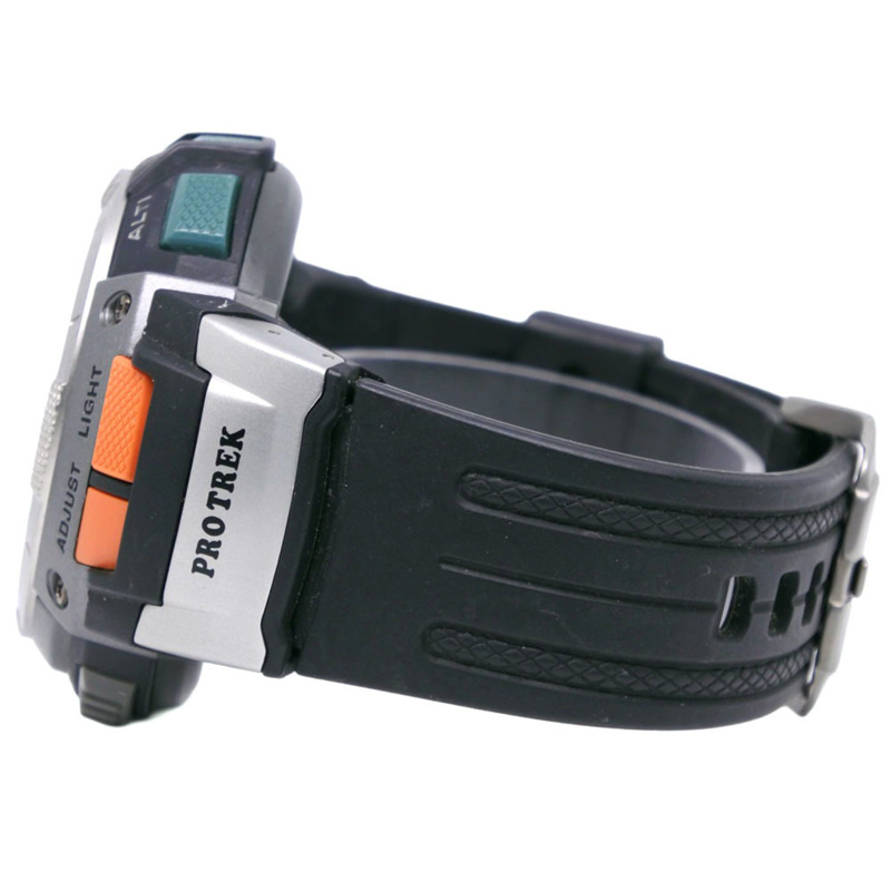 卡西歐 PRO TREK PRW-1000J 男士手錶，樹脂錶框，黑色，太陽能動力，電波校時，模擬指針，黑色錶盤。-3