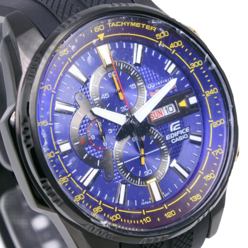卡西歐 Edifice 紅牛車隊聯名限量版腕錶 FER-549RBP-2A 不鏽鋼 x 樹脂黑色石英計時碼錶 藍色錶盤 男士腕錶-2