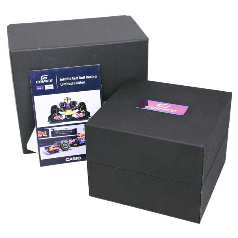 卡西歐 Edifice 紅牛車隊聯名限量版腕錶 FER-549RBP-2A 不鏽鋼 x 樹脂黑色石英計時碼錶 藍色錶盤 男士腕錶-9