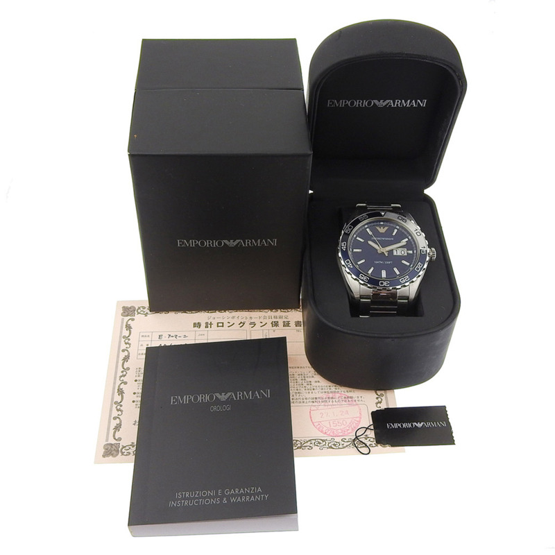 Emporio Armani AR6048 不鏽鋼腕錶，海軍藍，石英，指針式，海軍藍錶盤，男士腕錶-7