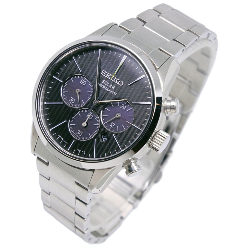 精工 Spirit 智慧太陽能計時腕錶 SBPY087 不鏽鋼銀色動力黑色錶盤 男士-1