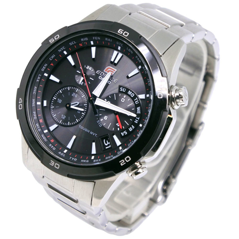 卡西歐 Edifice MULTIBAND6 EQW-560DB-1AJF 不銹鋼黑色太陽能電波校時計時腕錶 - 男士-1