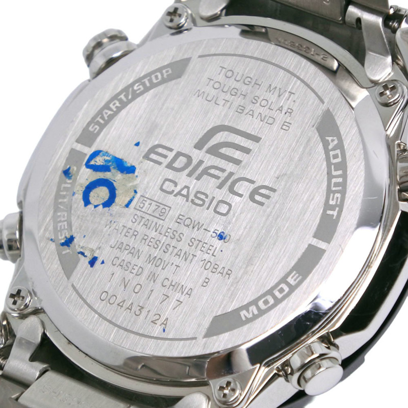卡西歐 Edifice MULTIBAND6 EQW-560DB-1AJF 不銹鋼黑色太陽能電波校時計時腕錶 - 男士-7