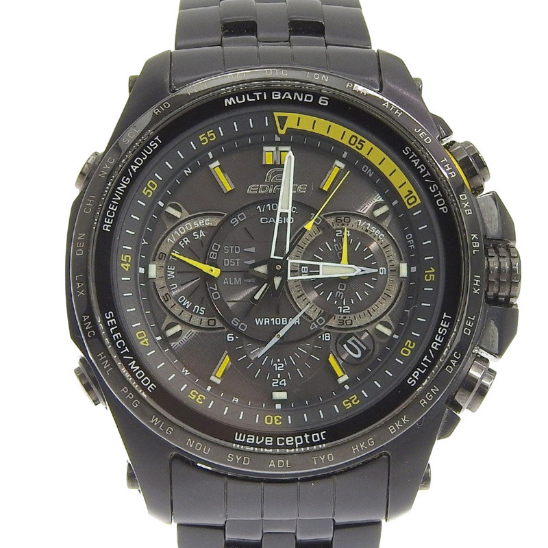 卡西歐 Edifice 多頻段 6 手錶 EQW-M710DC-1AJF 不鏽鋼黑色太陽能電波校時計時錶盤 男士-0
