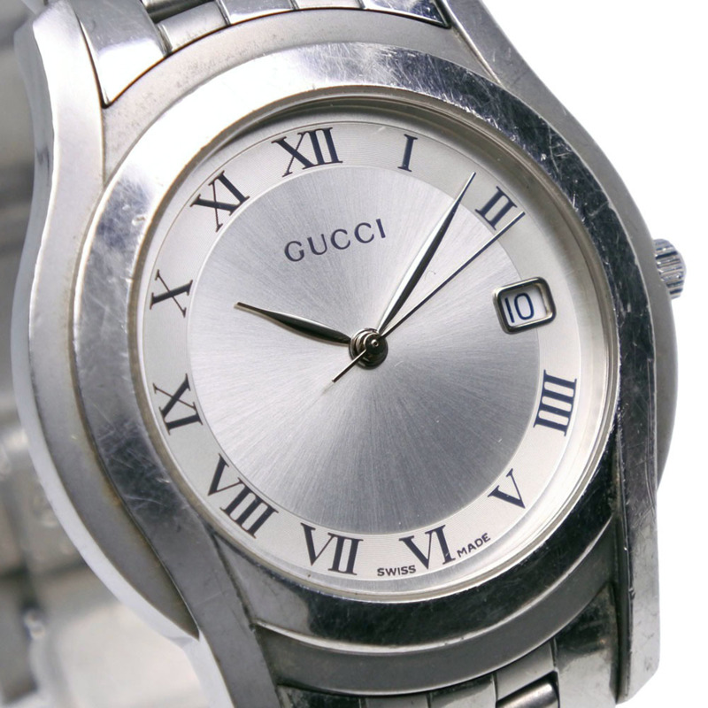 Gucci G-Class 5500M 不鏽鋼腕錶，銀色，石英機芯，指針式，銀色錶盤，男士腕錶-2