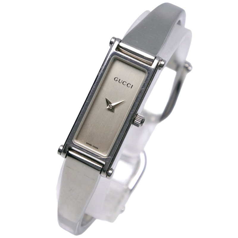 Gucci 1500L 不鏽鋼腕錶，銀色，石英，指針式，銀色錶盤，女士款-1