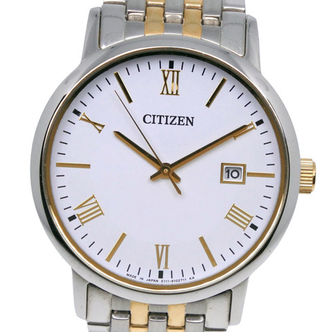 西鐵城 (Citizen) BM6774-51C E111-S067901 男士腕錶，不鏽鋼銀色錶殼，光動能，白色錶盤，指針式設計。