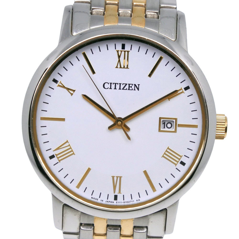 西鐵城 (Citizen) BM6774-51C E111-S067901 男士腕錶，不鏽鋼銀色錶殼，光動能，白色錶盤，指針式設計。-0