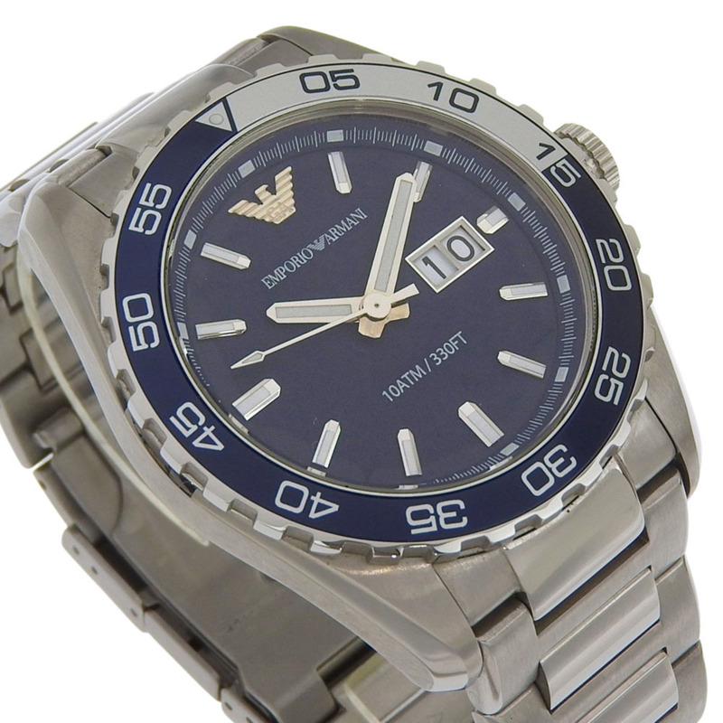 Emporio Armani AR6048 不鏽鋼腕錶，海軍藍，石英，指針式，海軍藍錶盤，男士腕錶-2