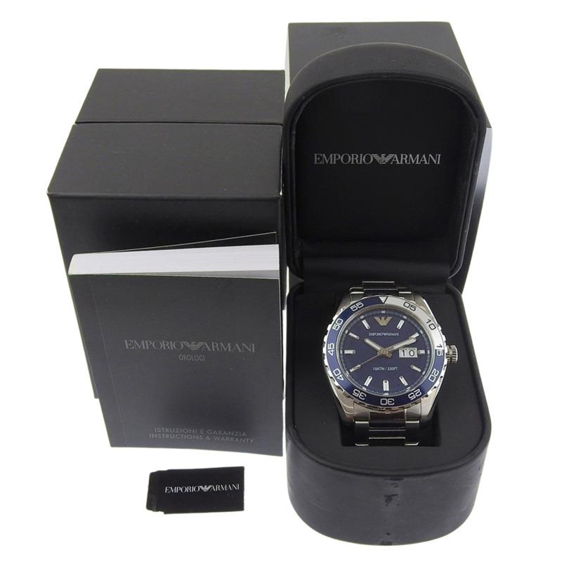 Emporio Armani AR6048 不鏽鋼腕錶，海軍藍，石英，指針式，海軍藍錶盤，男士腕錶-6