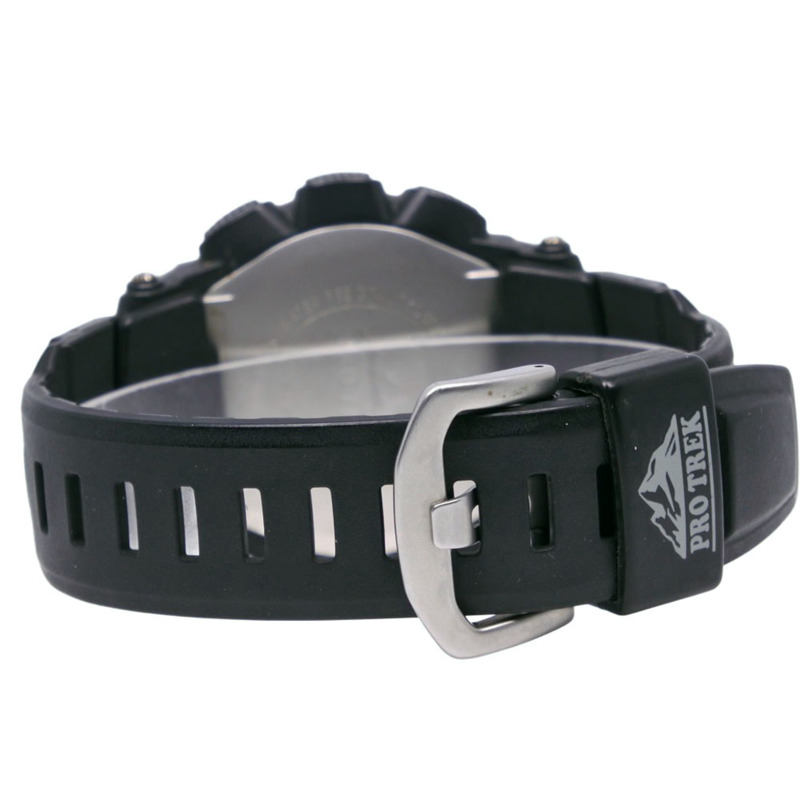 卡西歐 PROTREX PRW-5100 手錶，橡膠錶帶，黑色，太陽能電波校時，類比/數位雙顯，黑色錶盤，男款。-4